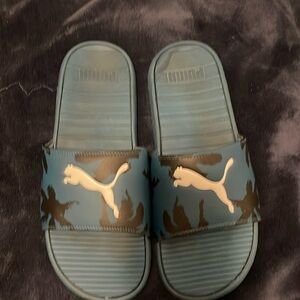 Size 12, Blue, Puma Slides